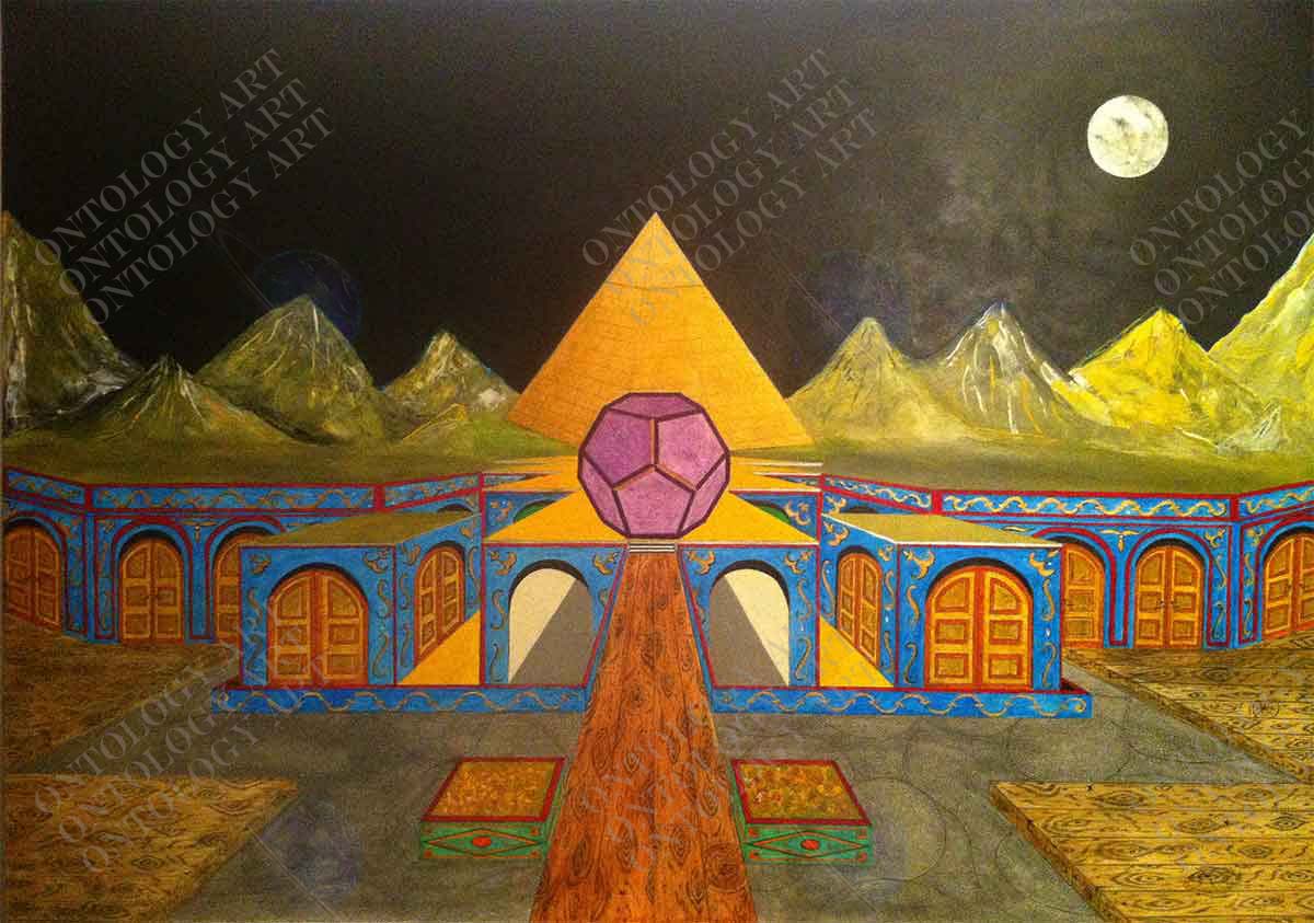 Temple Geometric Acrylic on canvas (50 x 70cm)